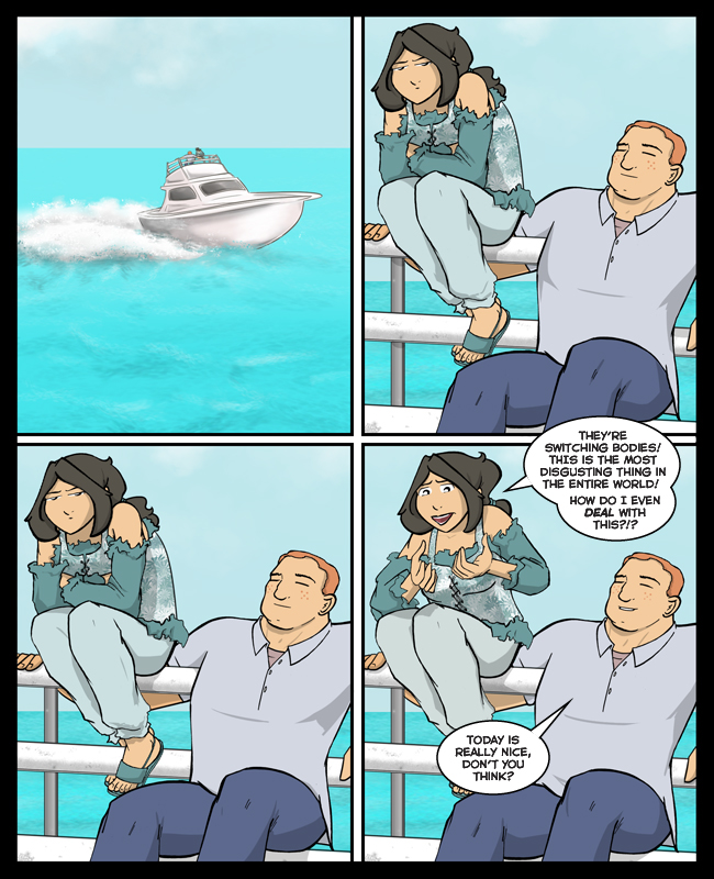 Comic for 25 March 2013: The script was a lengthy text dump about self-discovery, but I realized it worked with only the last panel. And less drawing! 