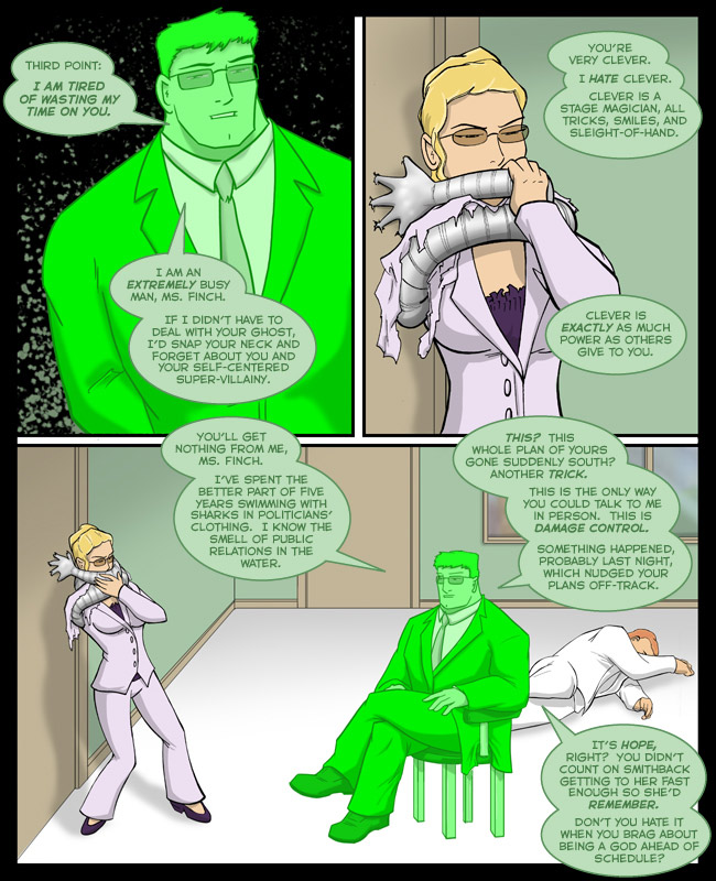 Comic for 12 March 2012: Smart people deal with clever people by applying a single well-timed punch to the face.